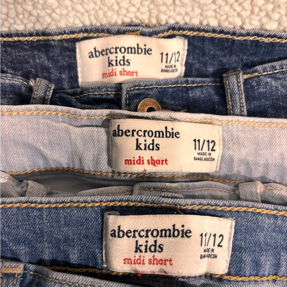 Abercrombie Kids Blue Jean Bundle Shorts with Frayed Hem - Picture 7 of 16